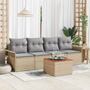 Havesofa Sæt med opbevaring 5 pcs Beige og lys grå polyrattan