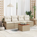 Havesofa Sæt med opbevaring 5 pcs Beige og creme polyrattan