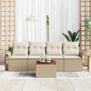 Havesofa Sæt med opbevaring 5 pcs Beige og creme polyrattan