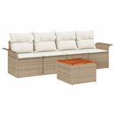Havesofa Sæt med opbevaring 5 pcs Beige og creme polyrattan