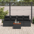 Havesofa Sæt med opbevaring 5 pcs Sort polyrattan