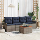 Havesofa Sæt med opbevaring 5 pcs Grå og Marineblå polyrattan