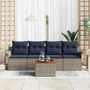 Havesofa Sæt med opbevaring 5 pcs Grå og Marineblå polyrattan