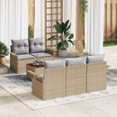 Havesofa Sæt med opbevaring 6 pcs Beige og lys grå polyrattan