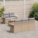 Havesofa Sæt med opbevaring 6 pcs Beige og lys grå polyrattan