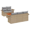 Havesofa Sæt med opbevaring 6 pcs Beige og lys grå polyrattan