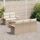 Havesofa Sæt med opbevaring 6 pcs Beige og creme polyrattan
