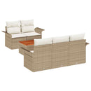 Havesofa Sæt med opbevaring 6 pcs Beige og creme polyrattan