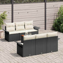 Havesofa Sæt med opbevaring 7 pcs Sort og Cream polyrattan