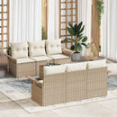 Havesofa Sæt med opbevaring 7 pcs Beige og creme polyrattan