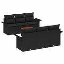 Havesofa Sæt med opbevaring 7 pcs Sort polyrattan