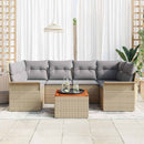 Havesofa Sæt med opbevaring 7 pcs Beige og lys grå polyrattan