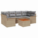 Havesofa Sæt med opbevaring 7 pcs Beige og lys grå polyrattan