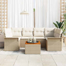 Havesofa Sæt med opbevaring 7 pcs Beige og creme polyrattan