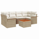 Havesofa Sæt med opbevaring 7 pcs Beige og creme polyrattan
