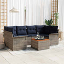 Havesofa Sæt med opbevaring 7 pcs Grå og Marineblå polyrattan