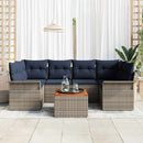 Havesofa Sæt med opbevaring 7 pcs Grå og Marineblå polyrattan