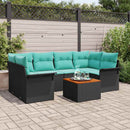 Havesofa Sæt med opbevaring 7 pcs Sort og turkis polyrattan