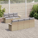 Havesofa Sæt med opbevaring 8 pcs Beige og lys grå polyrattan