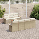 Havesofa Sæt med opbevaring 8 pcs Beige og creme polyrattan