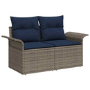 Havesofa Sæt med opbevaring 8 pcs Grå og Marineblå polyrattan