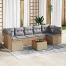 Havesofa Sæt med opbevaring 8 pcs Beige og lys grå polyrattan