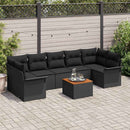 Havesofa Sæt med opbevaring 8 pcs Sort polyrattan