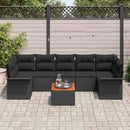 Havesofa Sæt med opbevaring 8 pcs Sort polyrattan