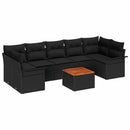 Havesofa Sæt med opbevaring 8 pcs Sort polyrattan