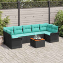 Havesofa Sæt med opbevaring 8 pcs Sort og turkis polyrattan