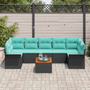 Havesofa Sæt med opbevaring 8 pcs Sort og turkis polyrattan