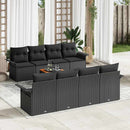Havesofa Sæt med opbevaring 9 pcs Sort polyrattan