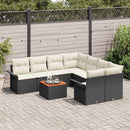Havesofa Sæt med opbevaring 9 pcs Sort og Cream polyrattan