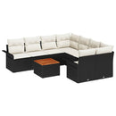 Havesofa Sæt med opbevaring 9 pcs Sort og Cream polyrattan