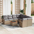 Havesofa Sæt med opbevaring 9 pcs Beige og lys grå polyrattan