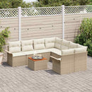 Havesofa Sæt med opbevaring 9 pcs Beige og creme polyrattan