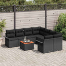 Havesofa Sæt med opbevaring 9 pcs Sort polyrattan