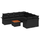 Havesofa Sæt med opbevaring 9 pcs Sort polyrattan
