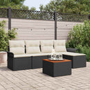 Havesofa Sæt med opbevaring 6 pcs Sort og Cream polyrattan