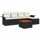 Havesofa Sæt med opbevaring 6 pcs Sort og Cream polyrattan