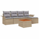 Havesofa Sæt med opbevaring 6 pcs Beige og lys grå polyrattan