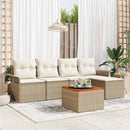 Havesofa Sæt med opbevaring 6 pcs Beige og creme polyrattan