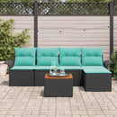 Havesofa Sæt med opbevaring 6 pcs Sort og turkis polyrattan