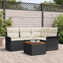 Havesofa Sæt med opbevaring 5 pcs Sort og Cream polyrattan