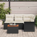 Havesofa Sæt med opbevaring 5 pcs Sort og Cream polyrattan