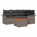 Havesofa Sæt med opbevaring 5 pcs Grå polyrattan