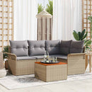 Havesofa Sæt med opbevaring 5 pcs Beige og lys grå polyrattan