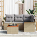 Havesofa Sæt med opbevaring 5 pcs Beige og lys grå polyrattan