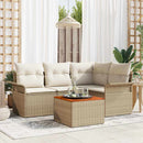 Havesofa Sæt med opbevaring 5 pcs Beige og creme polyrattan