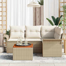 Havesofa Sæt med opbevaring 5 pcs Beige og creme polyrattan